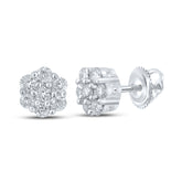 1/4CTW-DIA NK 7 STONE FLOWER EARRING